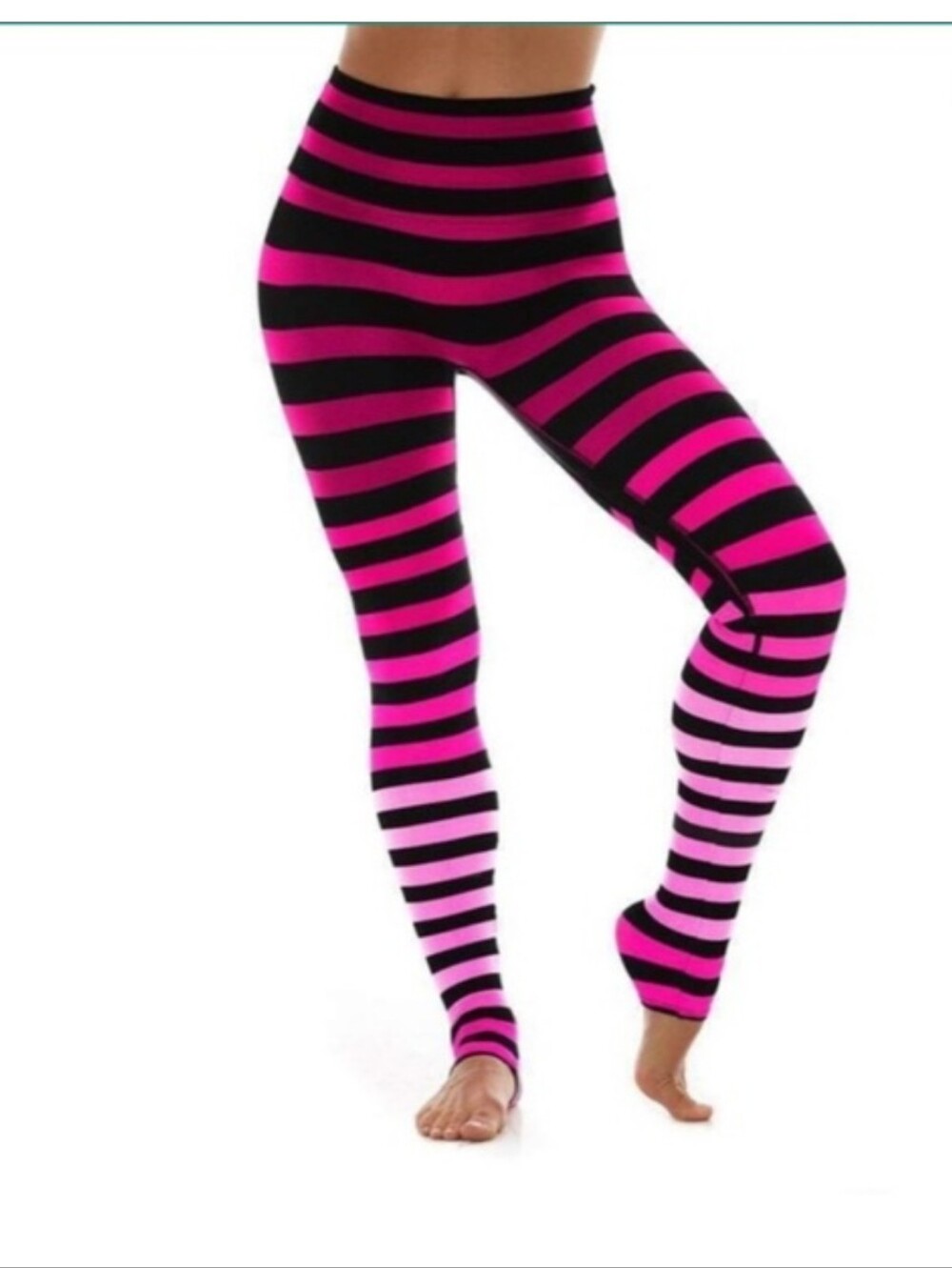 K-DEER Hot Pink and Black Striped Leggings